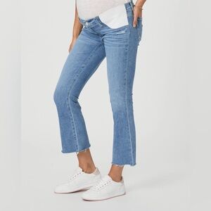 PAIGE Light Blue Cropped Straight Maternity Jeans
